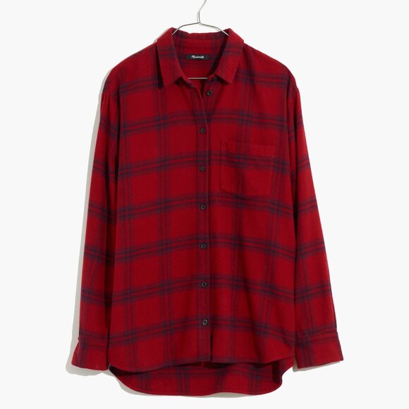 Madewell Flannel Oversized Ex-Boyfriend Shirt in Windowpane - Picture 1 of 5